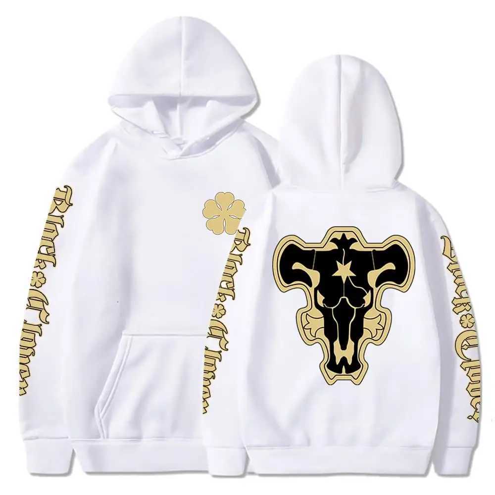Black Clover Black Bulls Badge Hoodie Comfortable Long Sleeve Sweatshirt Mens Casual Over the Counter Streetwear W241230