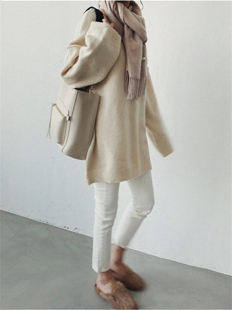 Sweater Women Winter Pullover Girls Oversize Knitting Tops Vintage Long Sleeve Fall Female Knitted Outerwear Warm Pull 241223