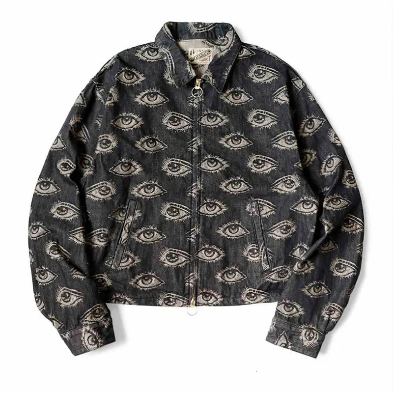 New Arrival 24Aw KAPITAL Hirata And Hongri Casual Eye Embroidered Denim Retro Lapel Long Sleeved Jacket For Men