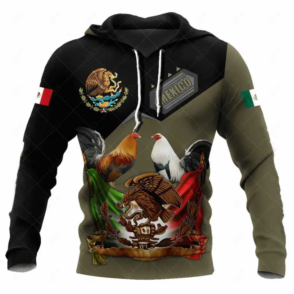 Mens Hoodie Mexican Hoodie 3D Printed Rooster Graphic Top Autumn Long Sleeve Street Mens Hoodie W241230