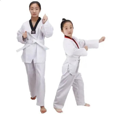 Traditional White Taekwondo Uniform Unisex Children Adult Suit Karate Judo Dobok WTF Karate Clothes Long Sleeve Fitness Training 241230