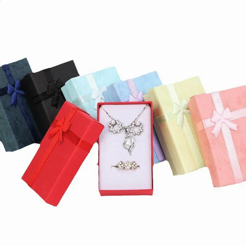 6Pcslot Paper Jewelry Boxes Rings Earrings Necklaces Storage Organizer Gift Box Cloud Bowknot Packing 5825cm 241225