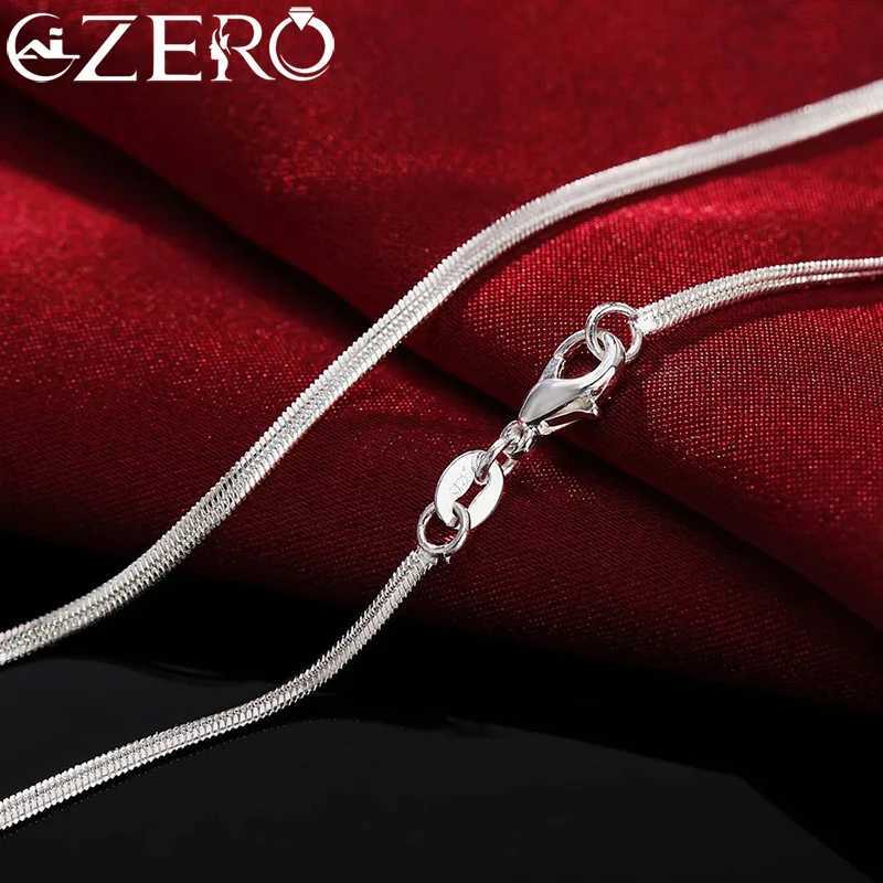 16-30 inch 925 sterling silver necklace 2MM charming wedding party flat snake chain cute female fashion suitable pendant W241230
