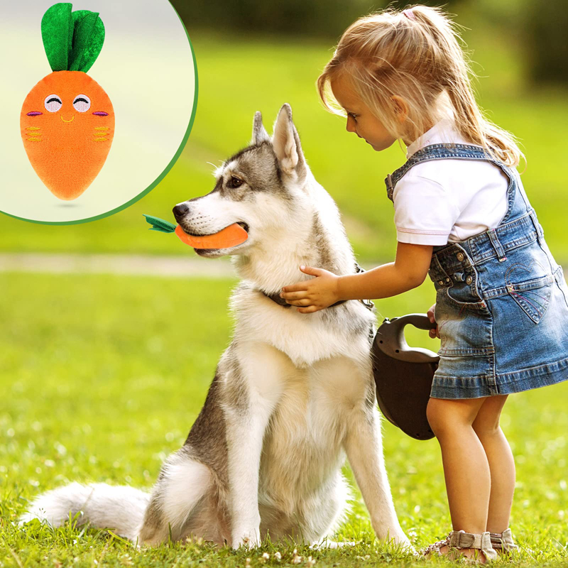 Update Dog Squeaky Carrot Toys Plush Stuffed Soft Puppy Chew Interactive Pet Supplies For Small Medium Dogs Dental Care