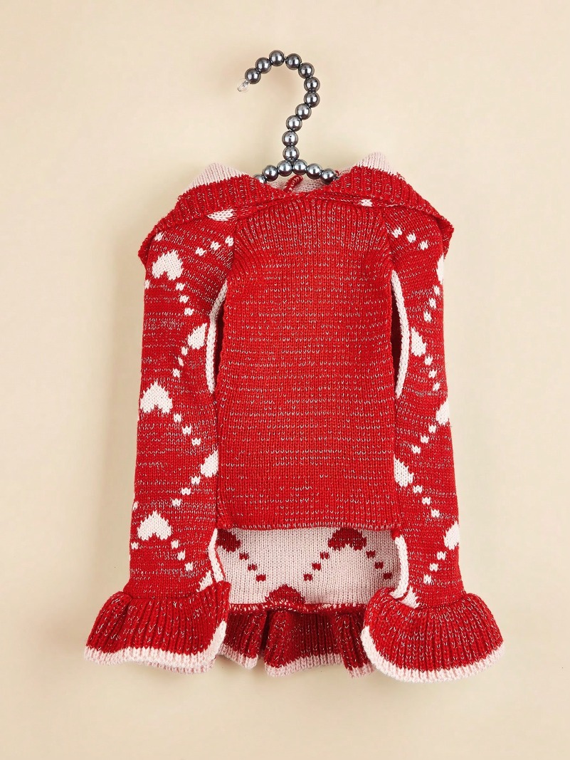 Puppy Hairball Autumn/Winter Dress Ins Style Korean Version Lovely Sweet Lolita Heart Plaid Hat-Wearing Lace Dog Skirt Hem