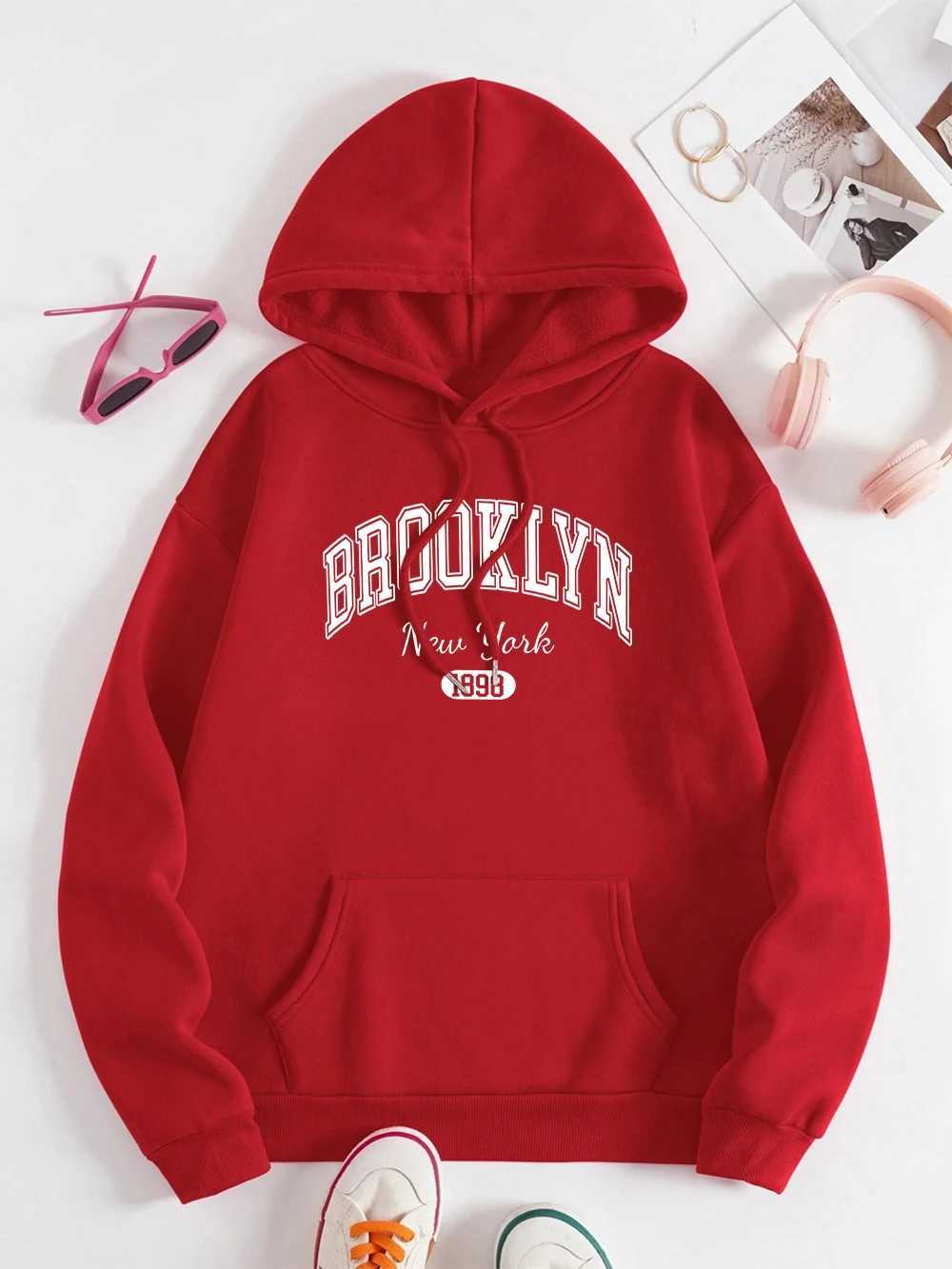 New York Brooklyn 898 City Letter Mens Sportswear Fashion Crewneck Hoodie Autumn Hip Hop Fashion Casual Couple Hoodie W241230