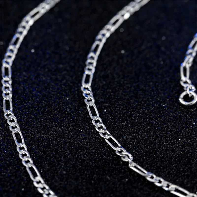 925 sterling silver 16/18/20/22/24/26/28/30 inch double-sided flat chain necklace W241230