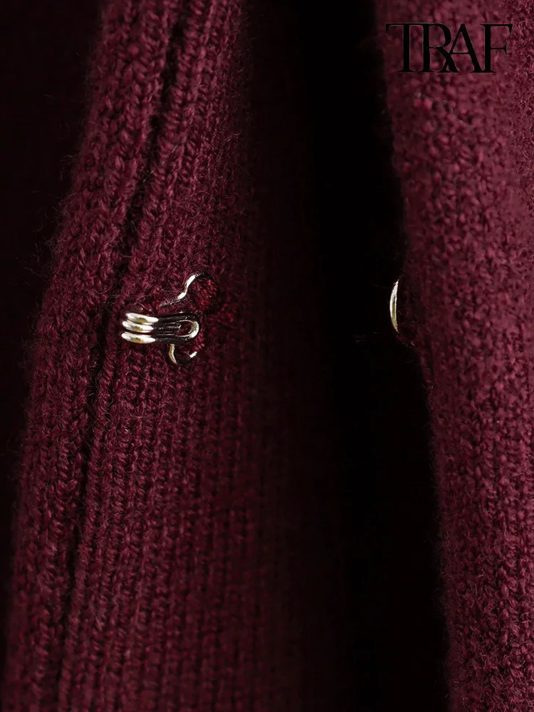 TRAF Womens Simple Knit Mini Skirt Set Y2K Slim Jacket Flat High Waisted Stretchy Casual 241220