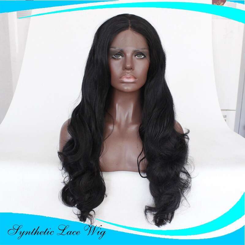 Lace Front Wig Cover T Shape 13 * 2.5 Hand Woven Black Wavy Synthetic Headband, T-Shaped Lace Wig Kq2 Kq2