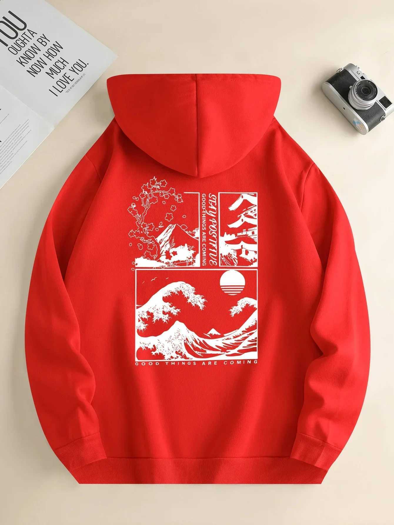 Hot selling fashionable hooded sweatshirt mens landscape printed long sleeved casual daily floral edition hooded sweatshirt S-3XL W241230