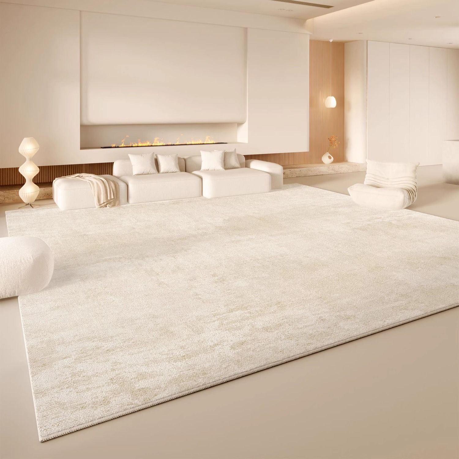 4325-55.6-PDD-Beige Minimalist Carpet Comfortable Refreshing Bedroom Rug Easy Care Waterproof Rugs