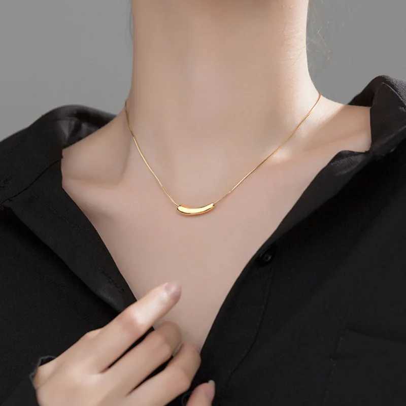 925 sterling silver necklace womens exquisite jewelry wedding decoration geometric tube pendant bead necklace wholesale W241230