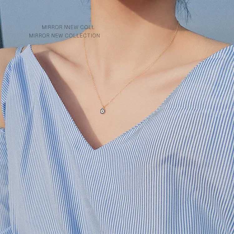 PONYKISS 925 Silver Round Zircon Evil Eye Necklace suitable for womens classic geometric fine jewelry W241230