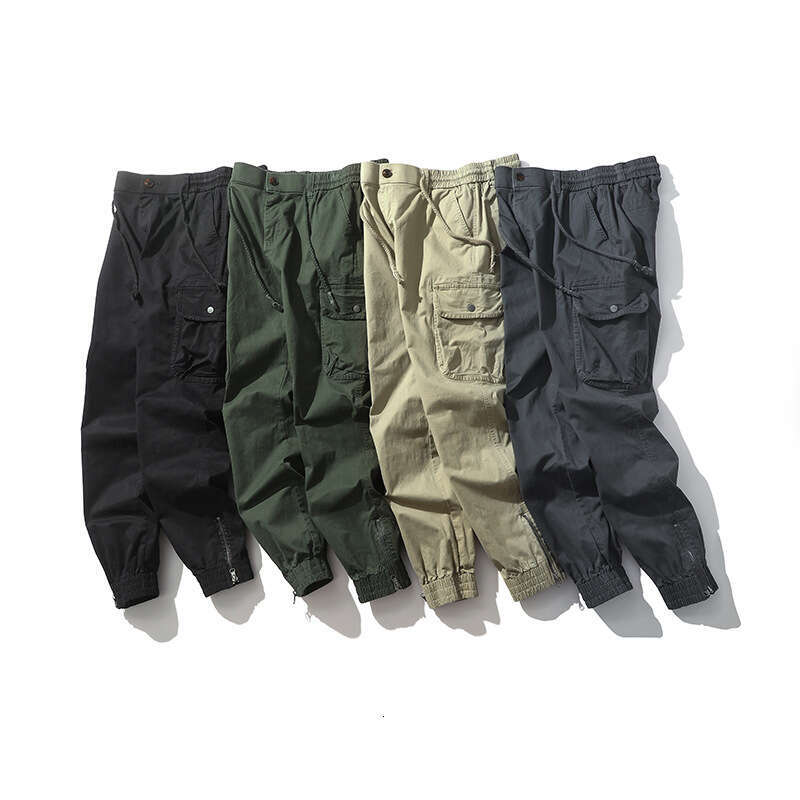 Men's Wear Hip Hop Jeans Street Jeans Spring And Autumn Washed Casual Men's Ankle Zipper Camouflage Work Multi Pocket Sports Pants, Cotton E