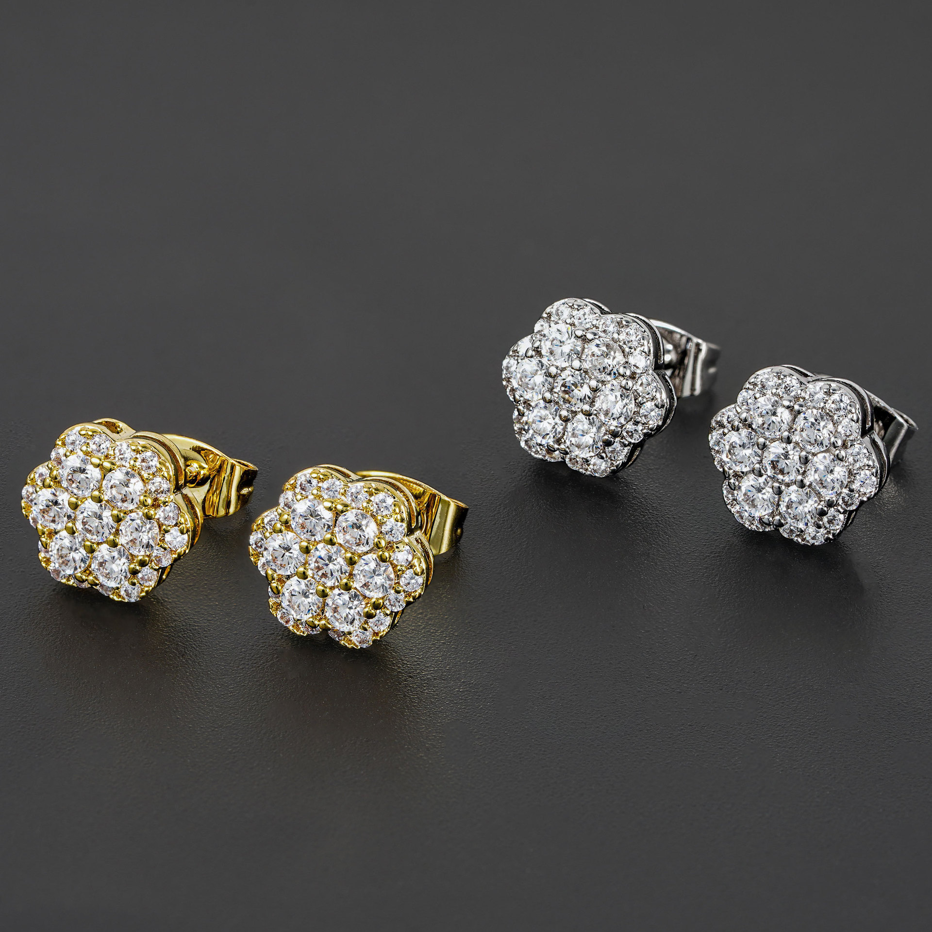 Earing Unique Hot Small Fancy Shiny Gold Silver Shine Dia Stud Earrings Wholesale