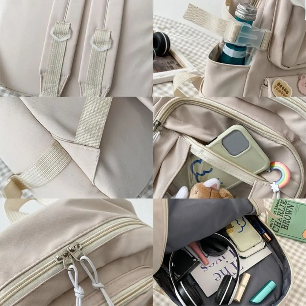 Waterproof Book Bag Multifunctional Nylon Large Capacity School Bag Travel Backbag Teenage 241230