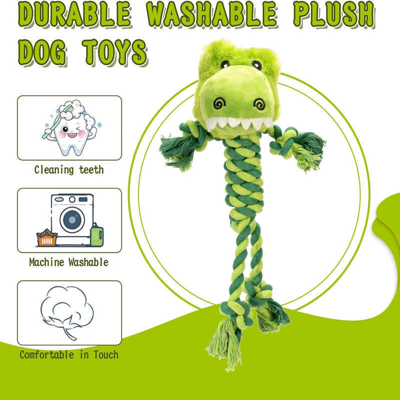 DHpet Rope with Squeaker Aggressive Chewers Tug of War Boredom to Keep Them Busy Plush Squeaky Dog Toys for Small Medium Dogs