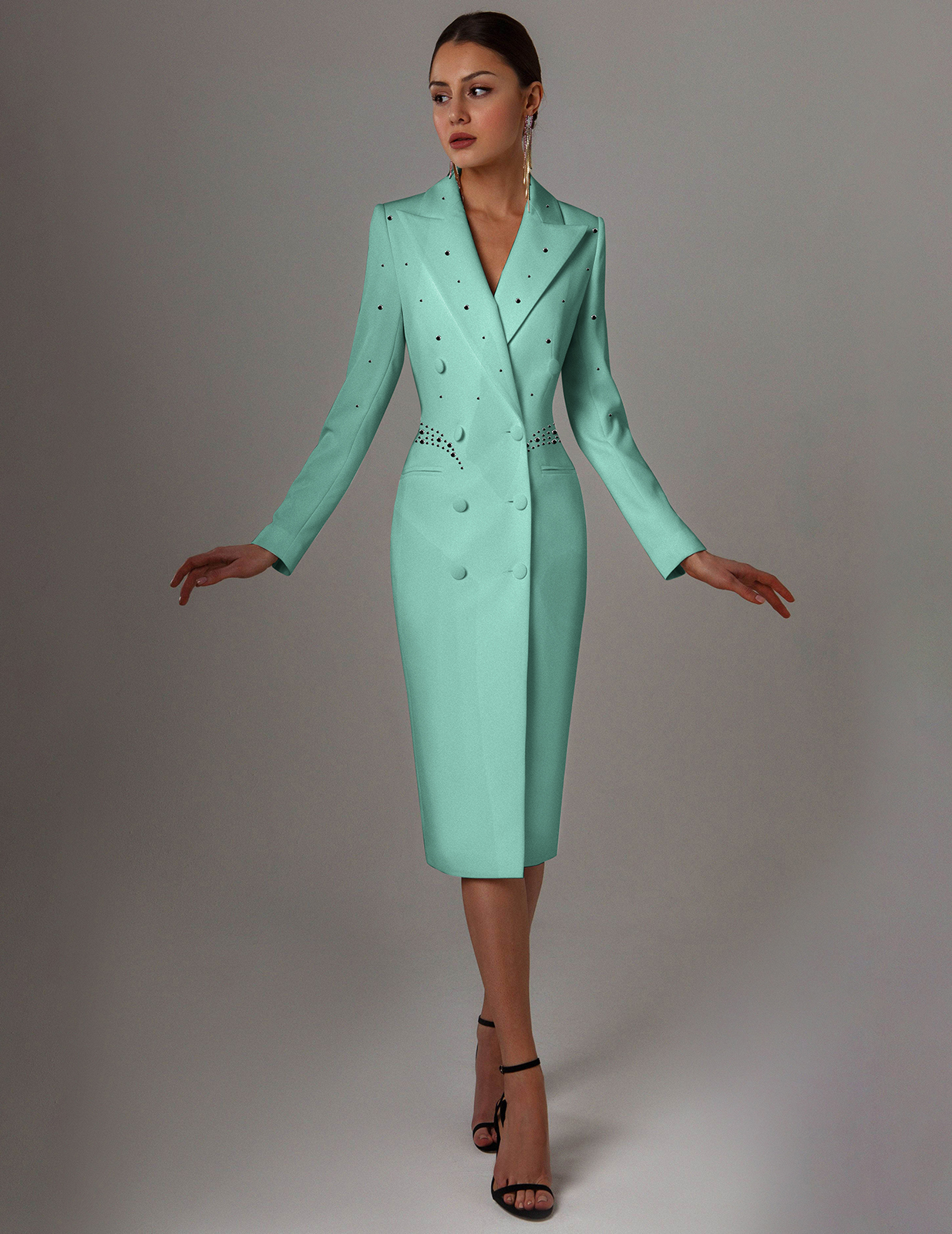 Candy Color Crystal Beading Women Blazer Dress Slim Fit Prom Birthday Party Formal Wear Custom Made Outfit Jacket 1 Pieces