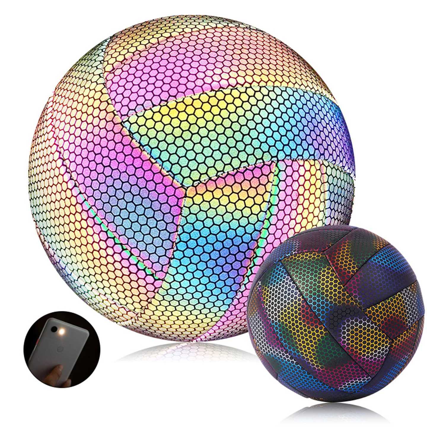 Holographic Reflect light Fluorescence Volleyball Official Size And Weight No.5 Machine Sewing Soft Touch Beach VolleyballXJ241230