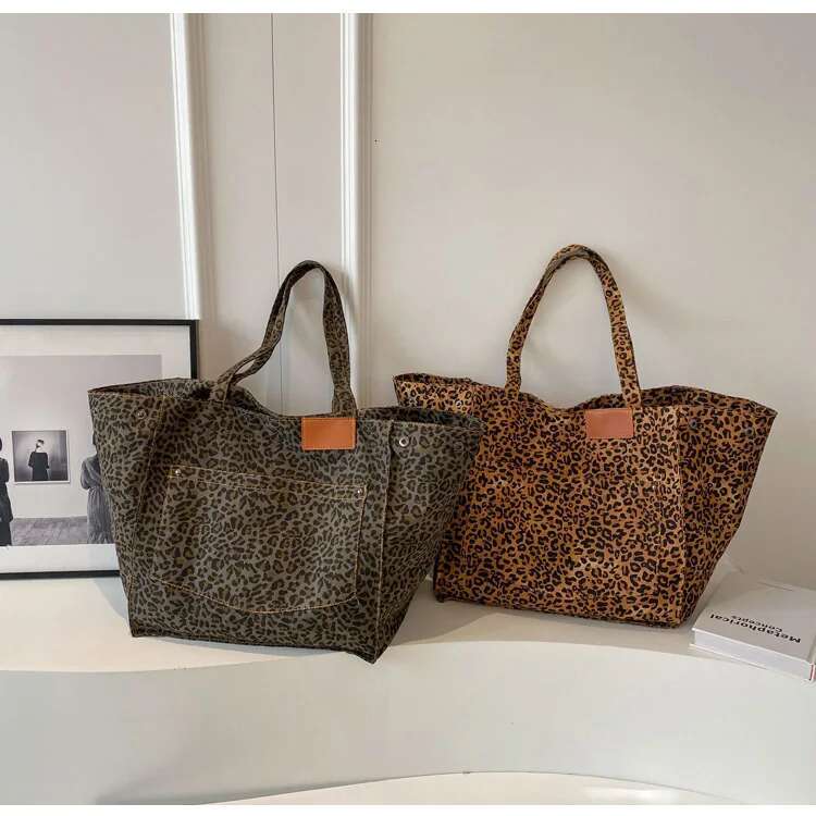 Women's Bags Handbag Oversized Leopard Prints Shoulder Bags For Women Deformable Canvas Large Capacity Shopping Totes Winter New Handbags