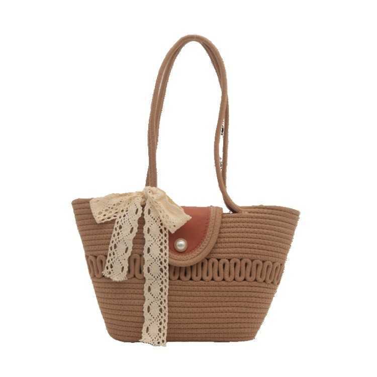 New Handheld Large Capacity Tote Bag Versatile Silk Scarf Straw Woven Bag Woven Bag Tote Bag Women's Beach Bag
