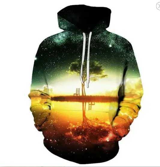 202 Space Galaxy mens/womens sportswear 3D clothing brand hooded printed cashmere nebula jacket W241230