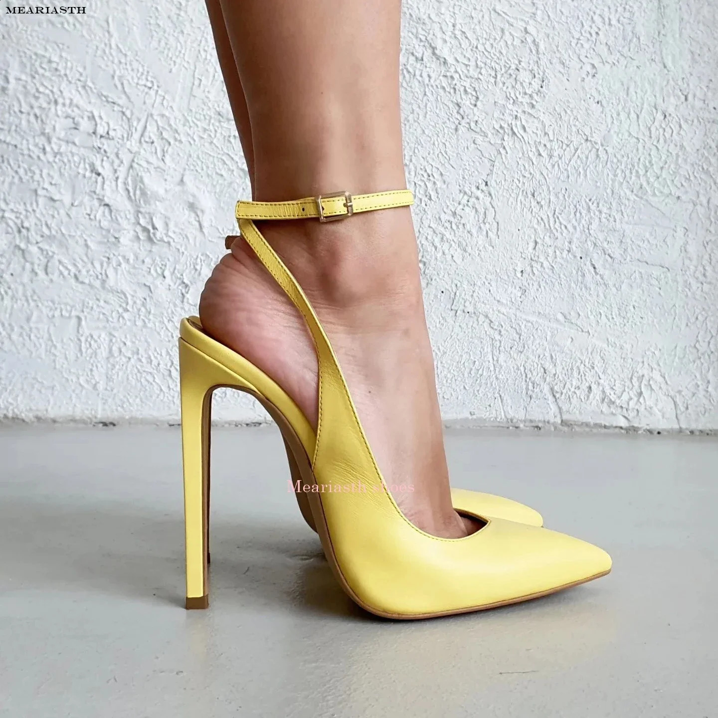 red Ankle Strap Pointed Toe Women Slingback Pumps Black Matte Leather Hollow Stiletto High Heels Sandals 12CM Size 35-4444 241230