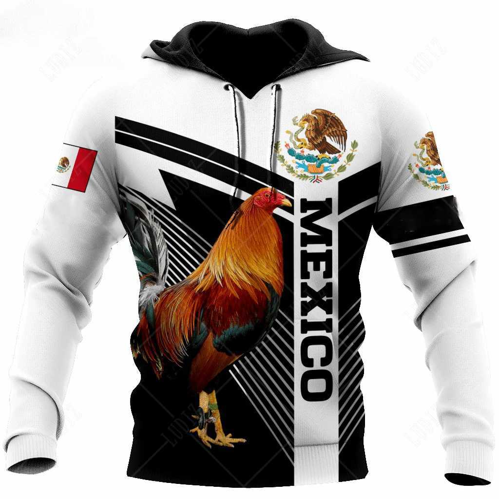 Mens Hoodie Mexican Hoodie 3D Printed Rooster Graphic Top Autumn Long Sleeve Street Mens Hoodie W241230