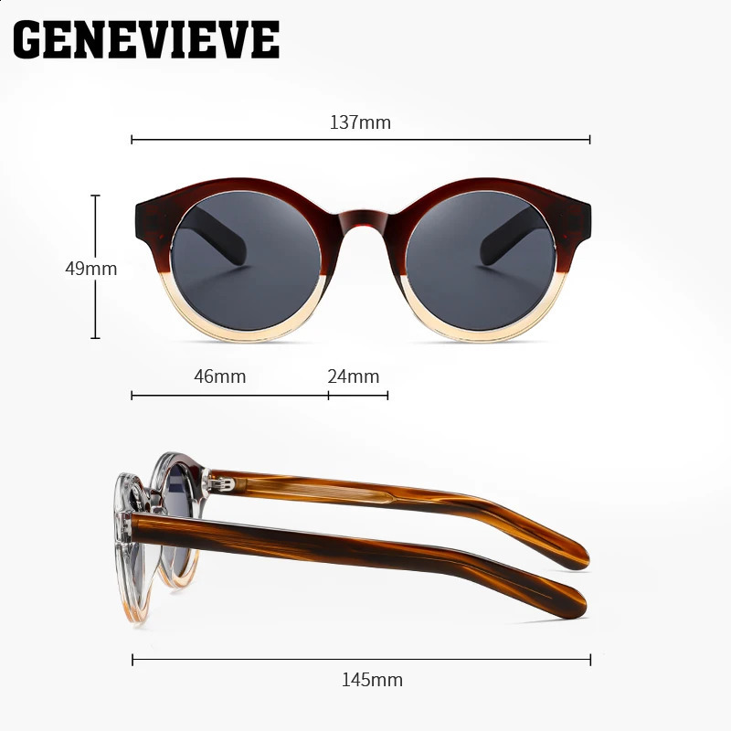 GENEVIEVE Fashion Personalised Womens Sunglasses Round Frame Mens Sunglasses Customisable Prescription S31125 241230