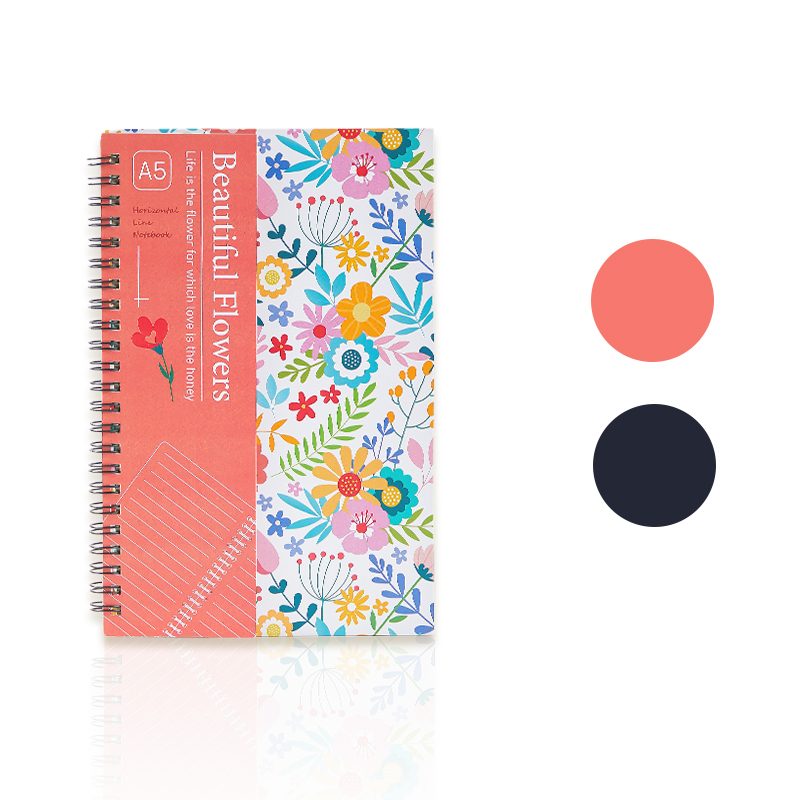 Elegant A5 Flower Pattern Spiral Notebook Convenient Coil Book for Notes & Planning