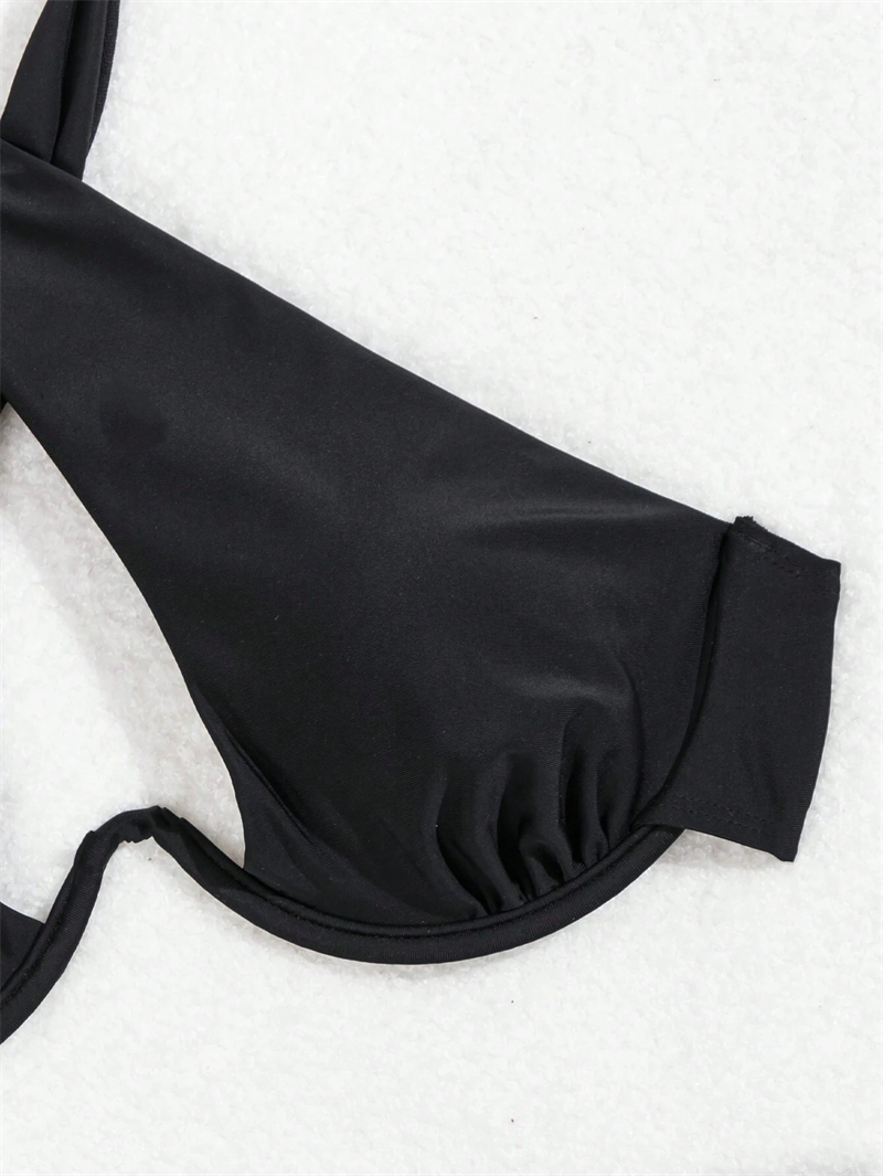 Women Sexy Criss-Cross Bikini Halter Neck Swimsuit Push Up Tops Pleated High Waist Bikinis Set Swimwear Ladies Brazilian Biquini Low Back Bathing Suit