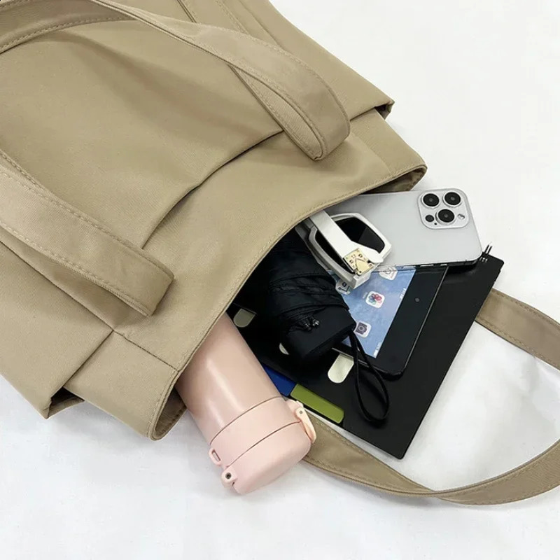 Womens Waterproof Tote Bag Nylon Simple Fashion Shoulder Bag Large Capacity Student Class Diagonal Cross Bag 241224