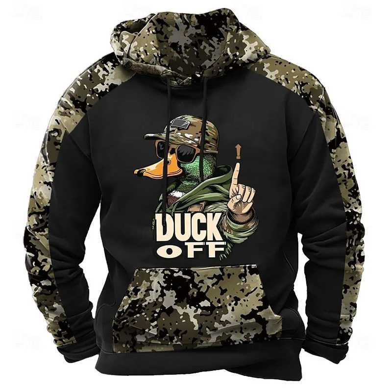 Duck takes off fun camouflage hoodie mens clothing outdoor sports trend hoodie jacket 3D printed camouflage pattern hunting hoodie 2025 W241230