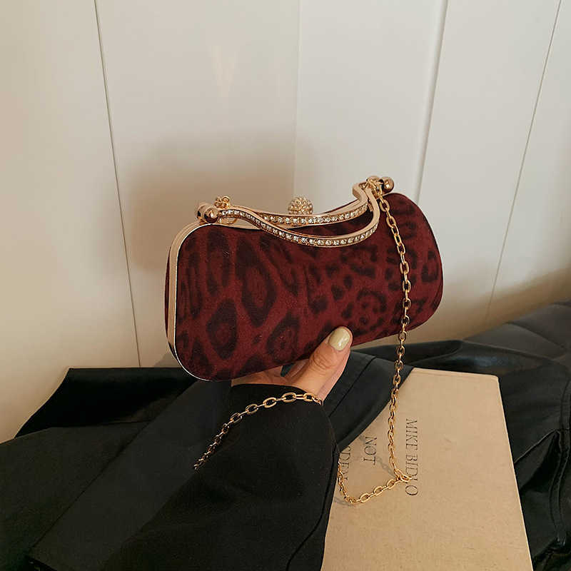 Temperament Dinner 2024 Personalized New Fashion Leopard Pattern Fashion Chain Crossarm Shoulder Box Women's Bag 241230