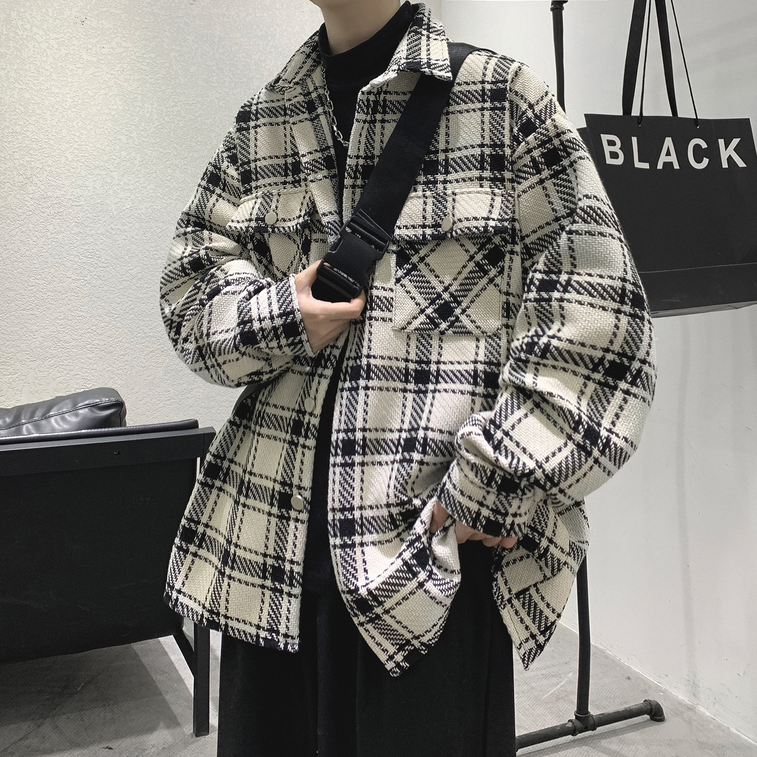 M10276 Plaid shirt men's winter thick shirt spring and autumn design tops