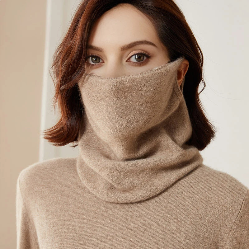 Merio Wool Neck Warmer Women Winter Warm Fashion Hollow Out Cover Tube Scarf Ear Face Mask False Collar Autumn Headband 241230