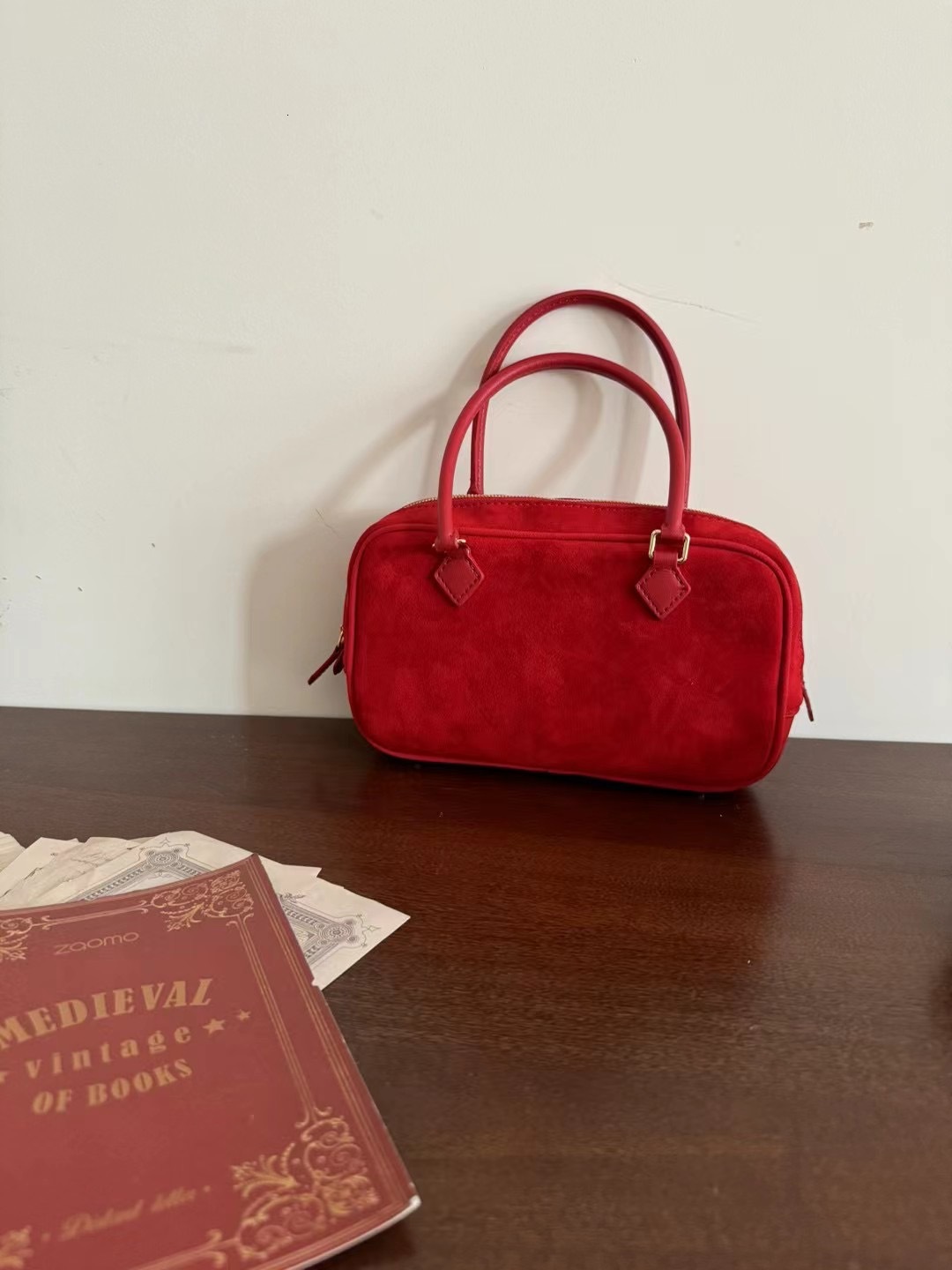 FIRMRANCH Minimalist Versatile Autumn/Winter Retro Suede Leather Square Portable Briefcase Single Shoulder Diagonal Cross Bag