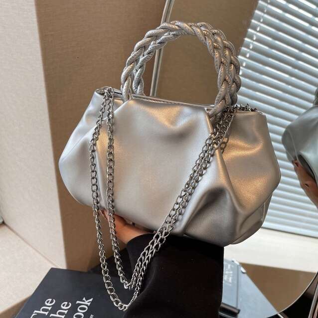 Foreign Trade Popular Bag Women's Summer New Fashionable Pleated Cloud Chain Single Shoulder Crossbody Versatile Handbag