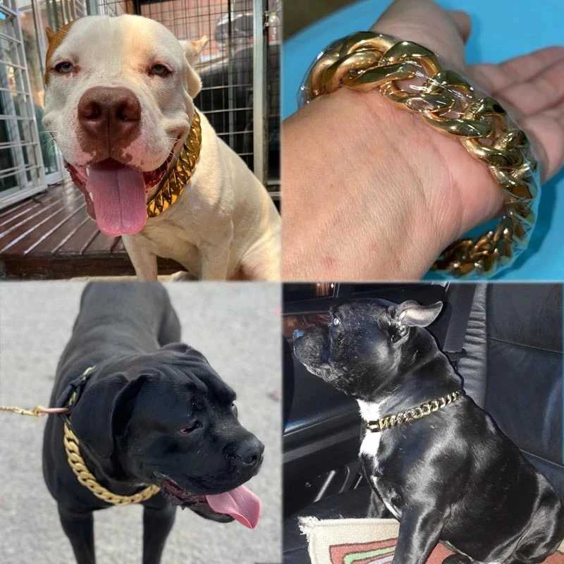 Strong Metal Dog Chain Collars Stainless Steel Pet Training Choke Collar For Large Dogs Pitbull Bulldog Silver Gold Show CollarXJ241230