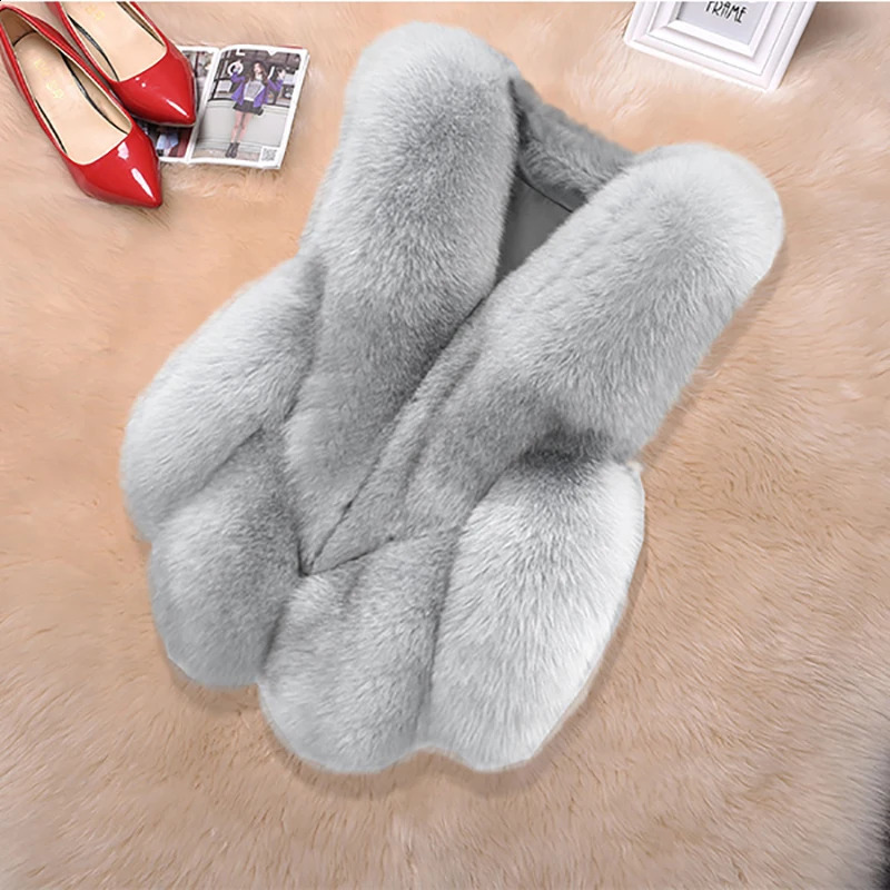 Winter Girls Faux Fur Vests Solid Warm Children Waistcoats Kids Sleeveless Jackets Coats Baby Girls Fox Fur Coat 241230