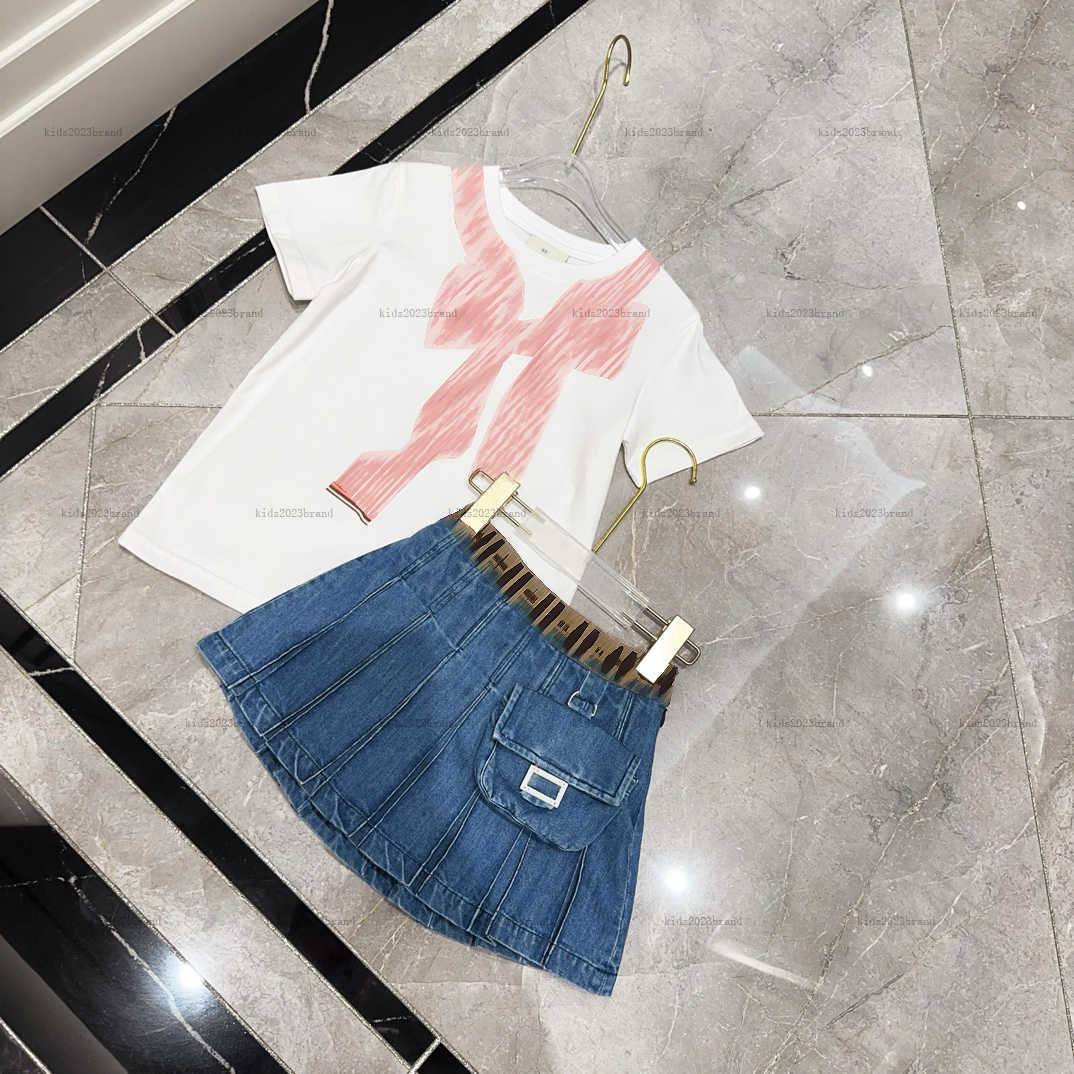New girls dress summer t-shirt set baby skirt set kids designer clothes Round neck Short-sleeved and Letter printed skirt