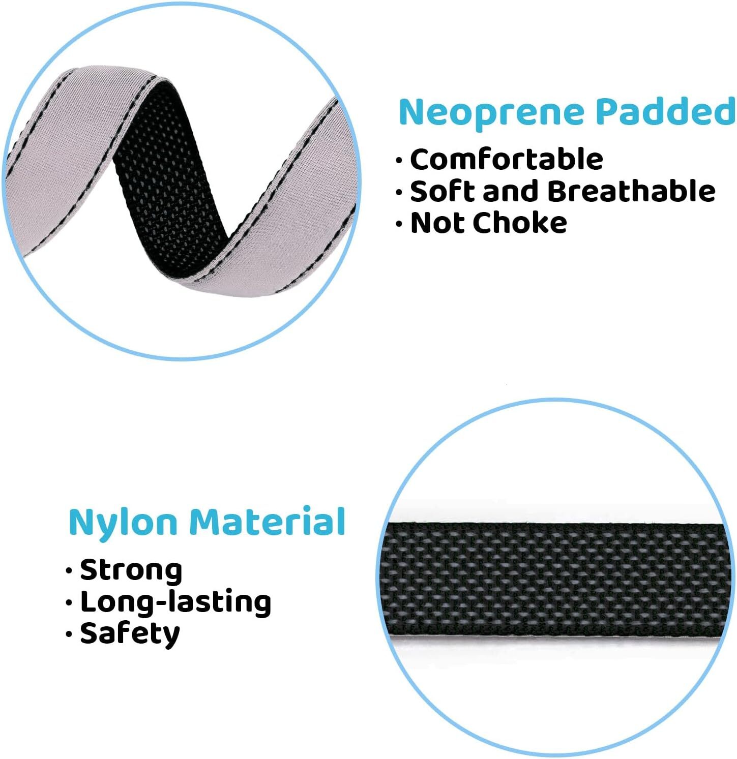 Reflective Dog Collar with Breathable Nylon Soft Neoprene Pad Collar, Suitable for Medium sized Dogs+2 AirTag Holders (Black, Medium)