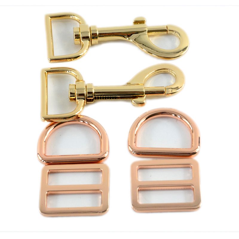 Zinc alloy tri glide slider buckle 25mm rosa gold metal hook for handbag