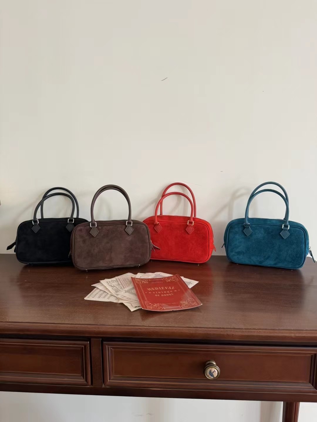 FIRMRANCH Minimalist Versatile Autumn/Winter Retro Suede Leather Square Portable Briefcase Single Shoulder Diagonal Cross Bag