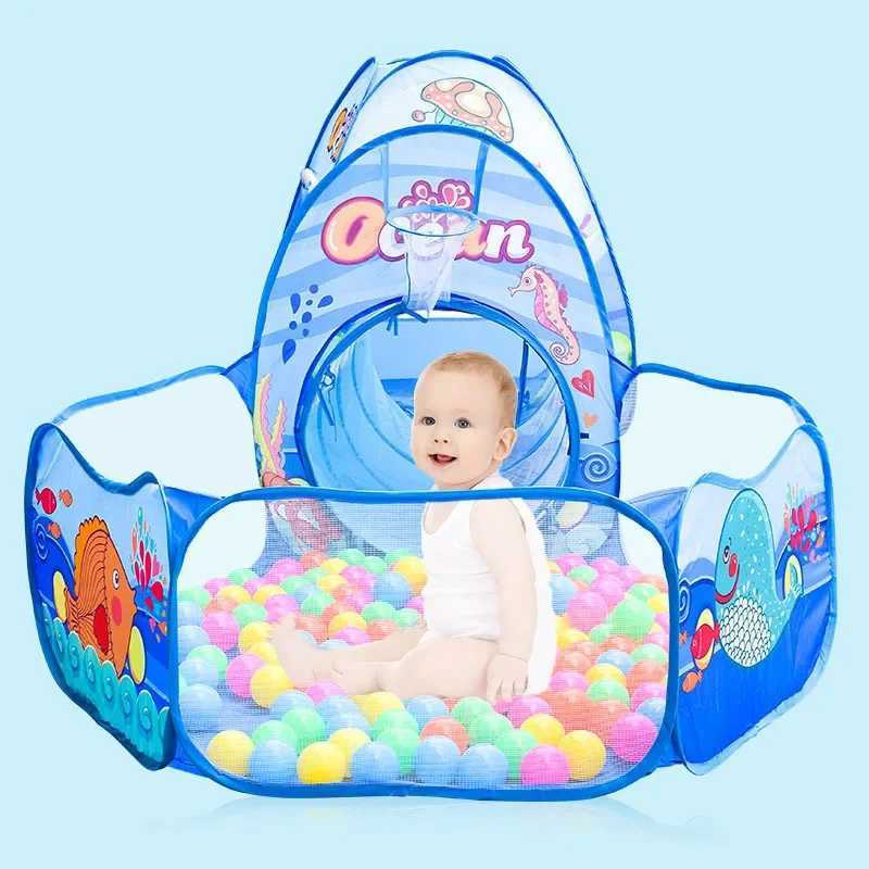 3-in-1 Childrens Ball Pool Baby Ball Pool Portable Childrens Tent Ball Pit Crawling Tunnel Childrens Playground Courtyard Indoor Swimming Pool Gift W2