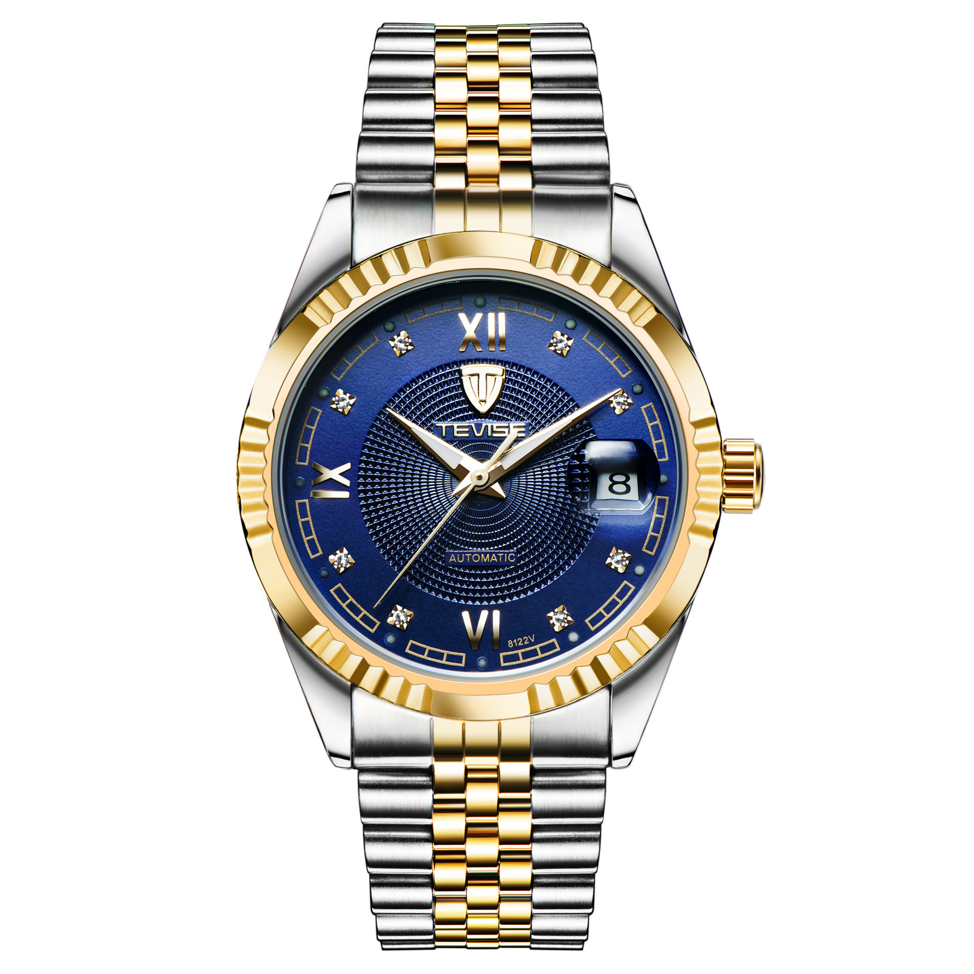 TEVISE Mechanical Watchs Men Waterproof Calendar Watch Leisure and Fashionable Stainless Steel Designer Mens Watch Luminous Automatic Wristwatch T012 
