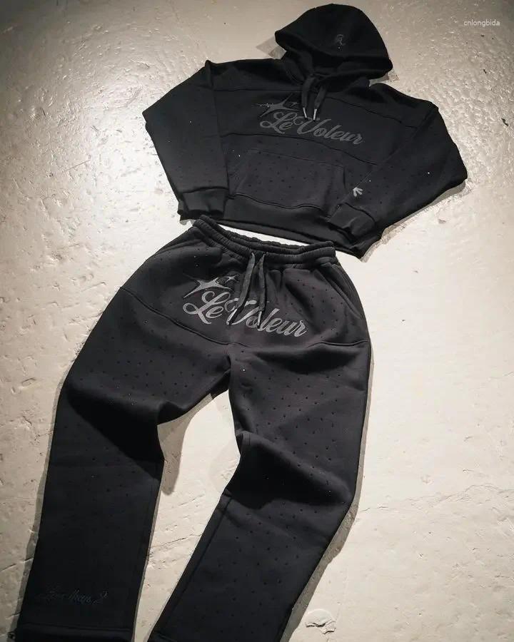 Men's Tracksuits Streetwear Hoodie Sweatpants Two Piece Set Men Women Hip Hop Letter Oversized Sweatshirt Lounge Pants