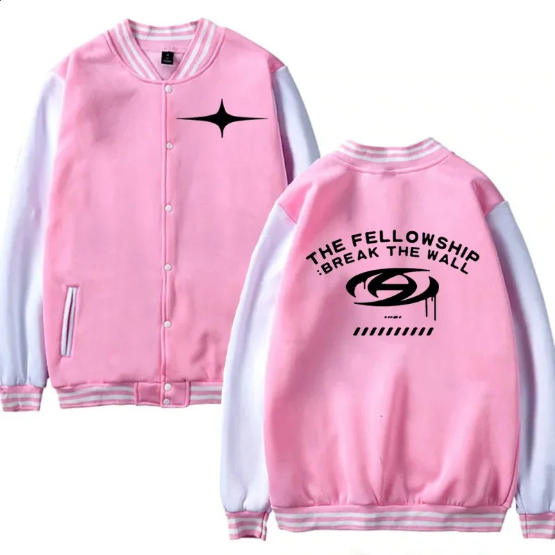 KPOP ATEEZ THE FELLOWSHIP BREAK THE WALL Baseball Jacket Women Men Bomber Jacket Outerwear Streetwear Hip Hop Baseball Uniform 241231