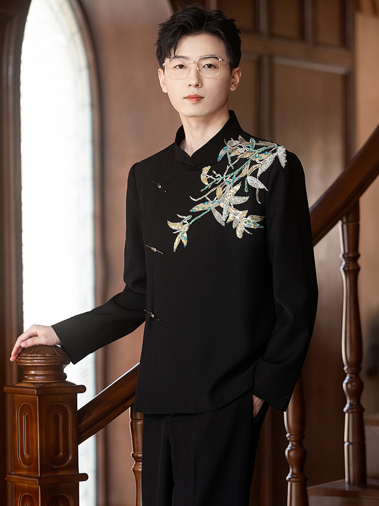 F1230Groom wedding suit Zhongshan suit men's Chinese style engagement suit