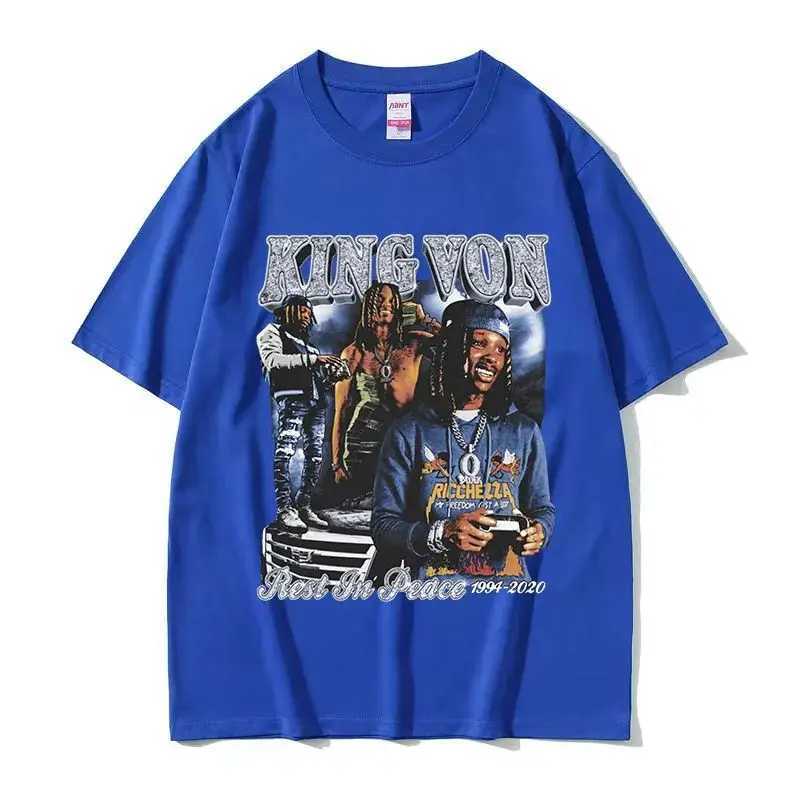 Rap singer K-King Von Graphic T-shirt mens hip-hop retro short sleeved T-shirt unisex fashion ultra-fine cotton T-shirt W241230